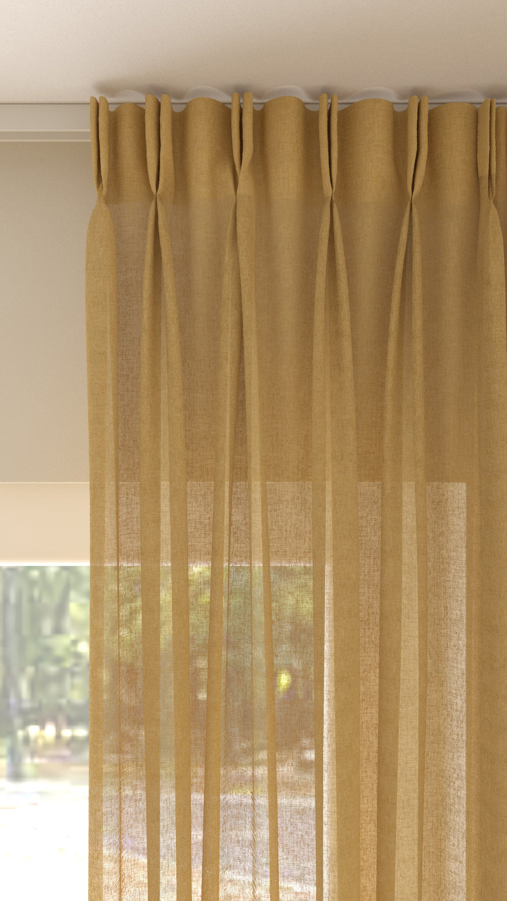 Leinenoptik halbtransparent Ocker