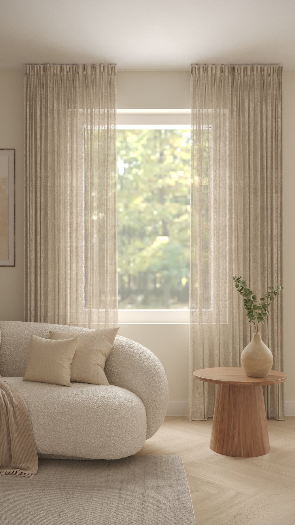 Leinenoptik halbtransparent Sand
