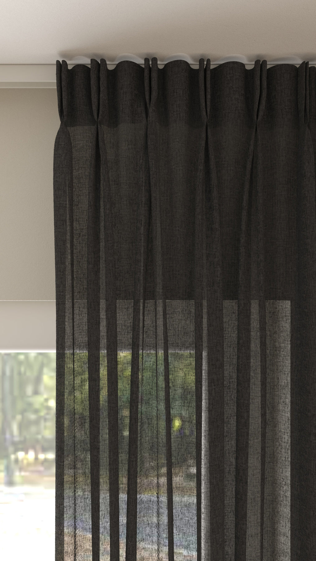 Leinenoptik halbtransparent Schwarz