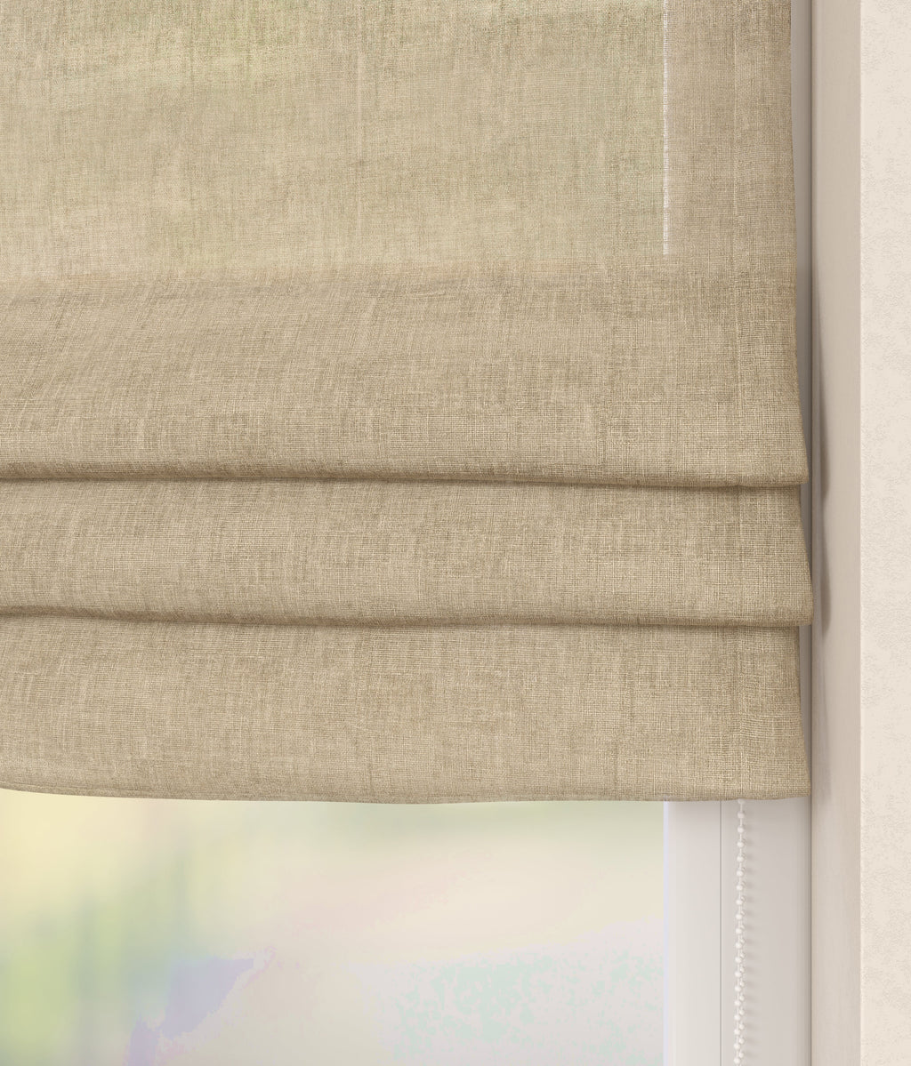 Leinenoptik Faltrollo Hellbeige