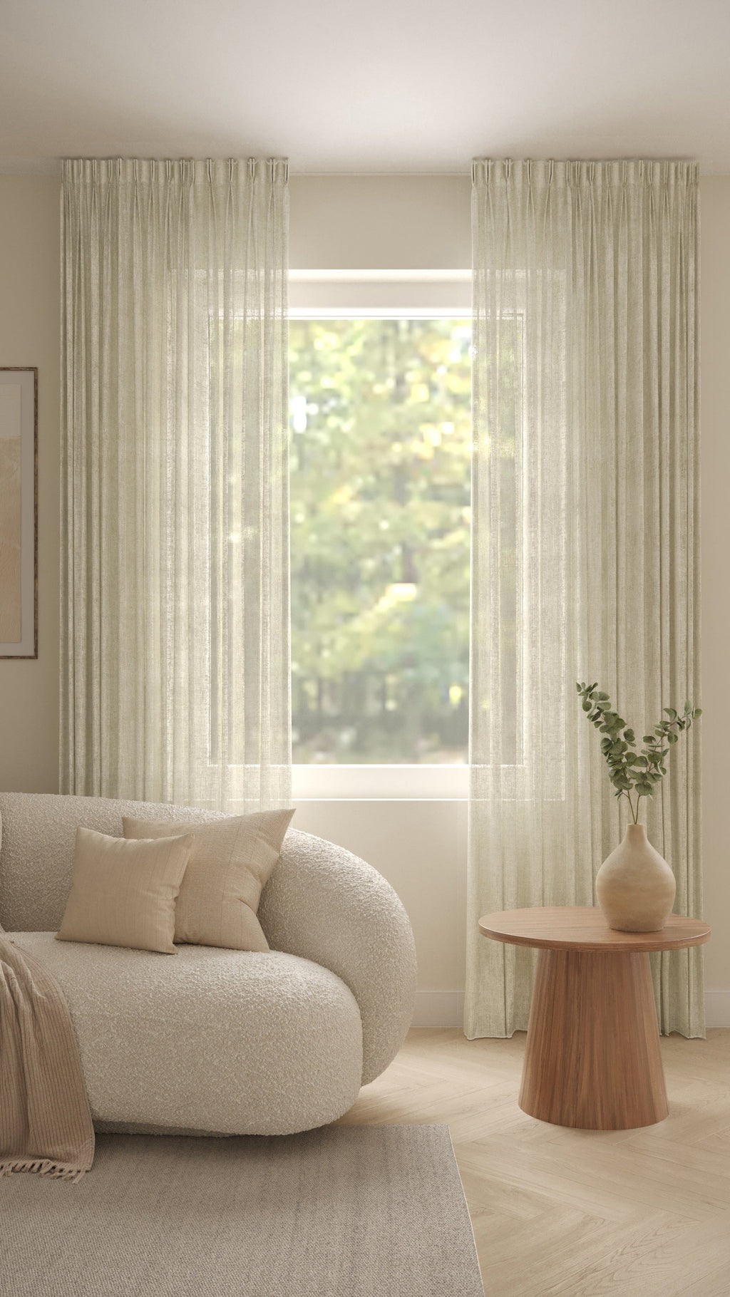 Leinenoptik halbtransparent Ecru