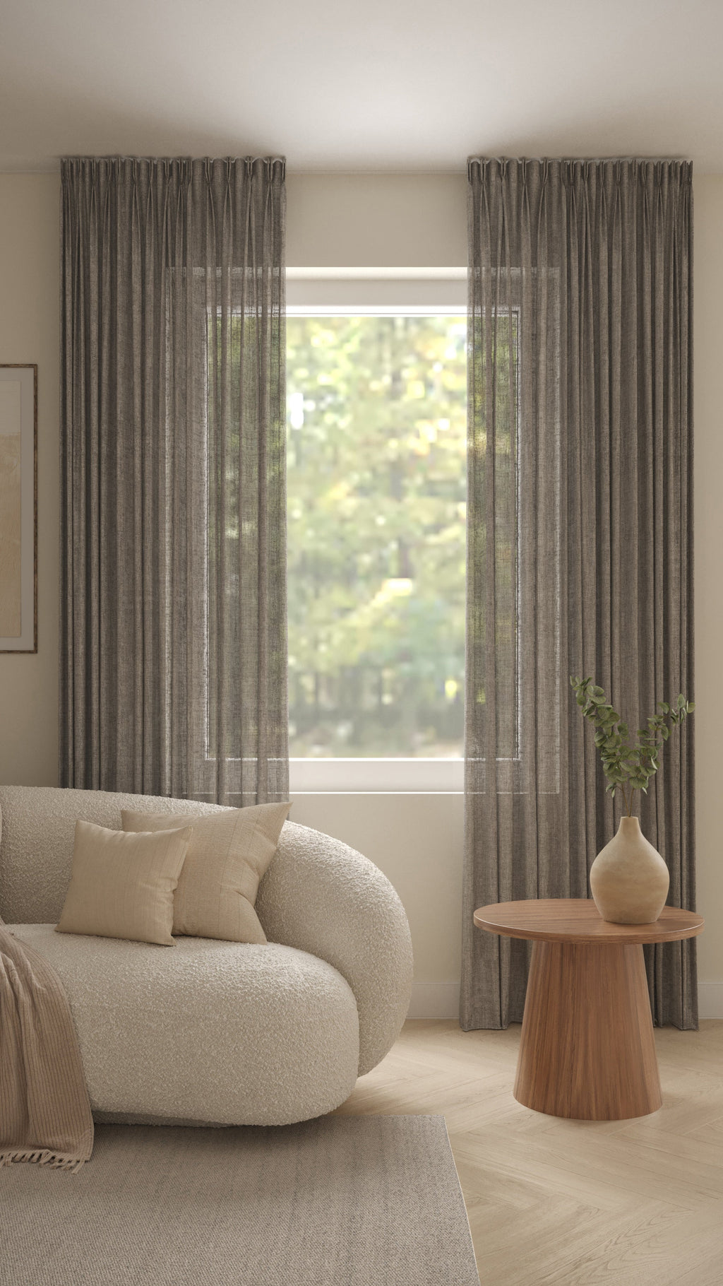 Leinenoptik halbtransparent Grau