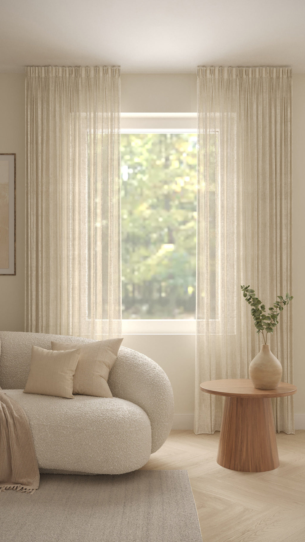 Leinenoptik halbtransparent Hellbeige