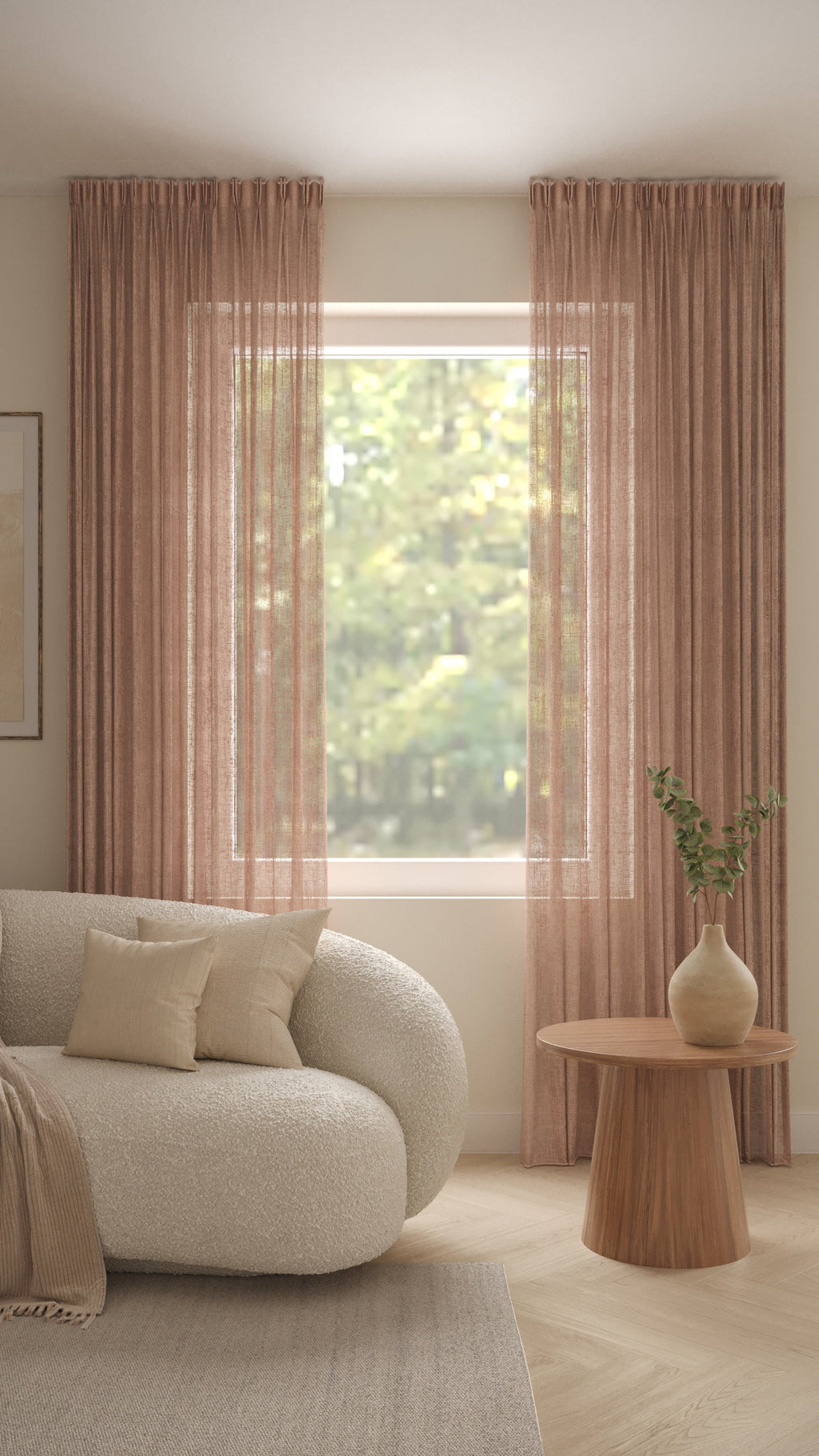 Leinenoptik halbtransparent Altrosa