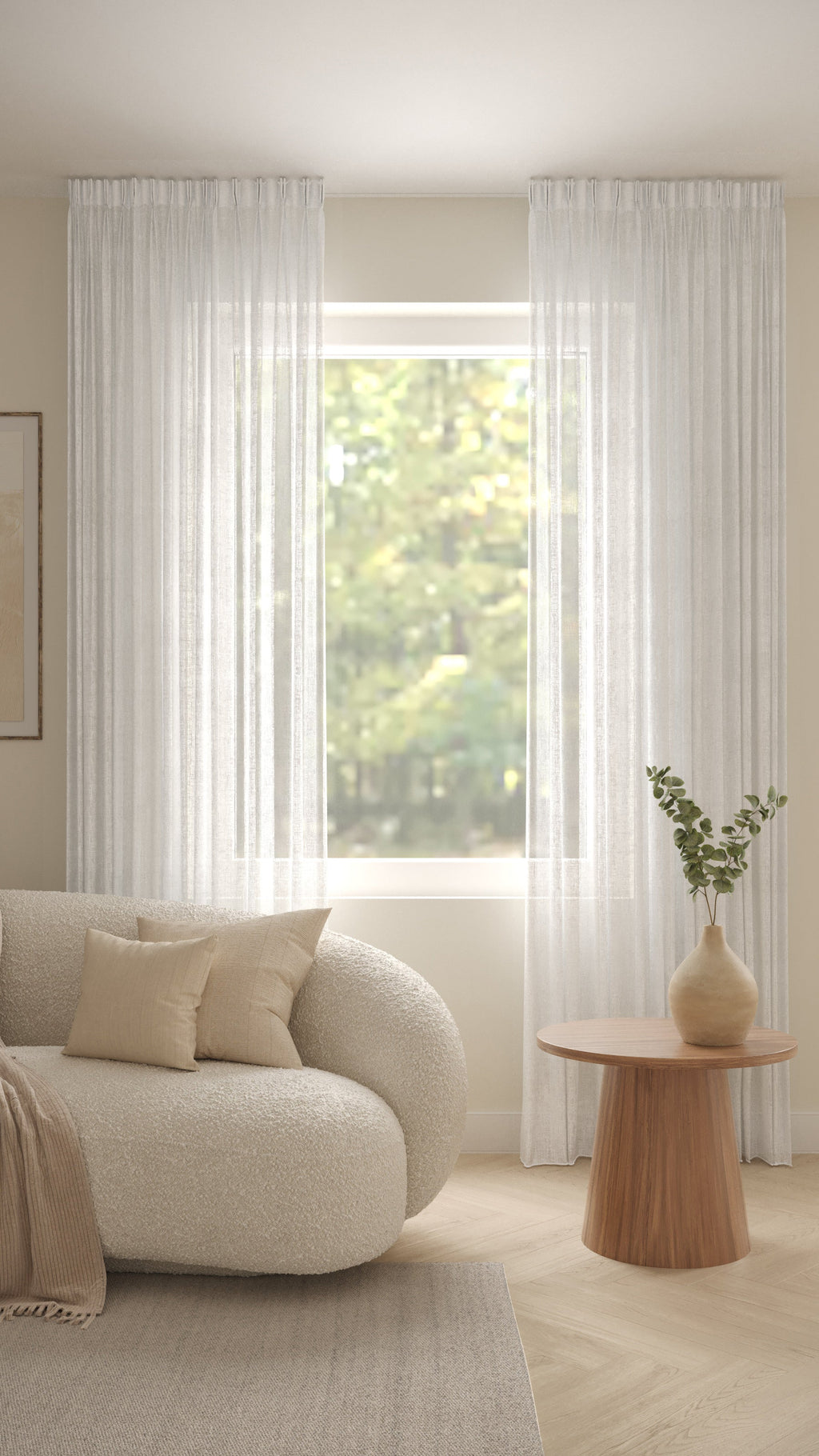 Leinenoptik halbtransparent Weiß