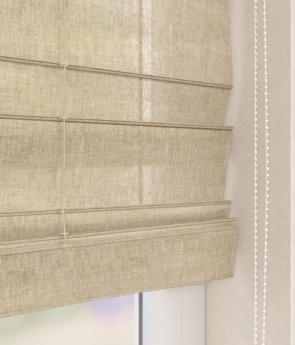 Leinenoptik Faltrollo Hellbeige