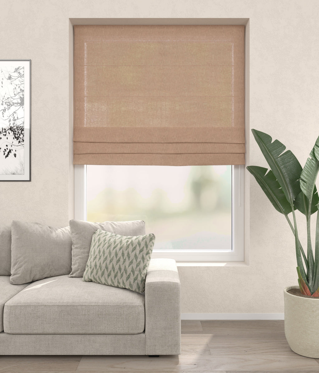 Leinenoptik Faltrollo Altrosa