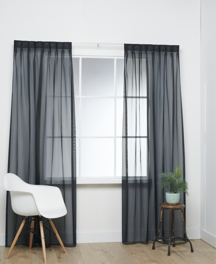 Voile schwer entflammbar Schwarz